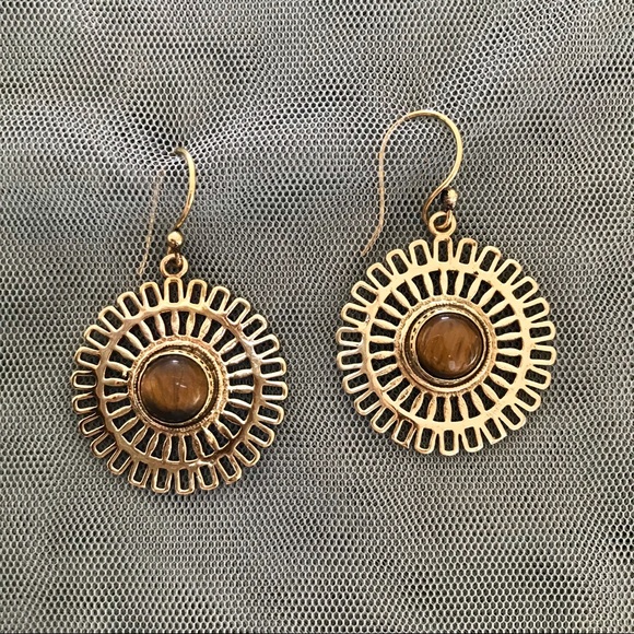 Bohemian Golden Sunburst Earrings - Picture 3 of 4